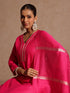 Janasya Women's Pink Cotton Blend Yoke Design Straight Kurta Set